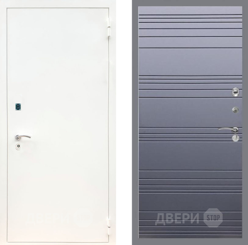 Входная металлическая Дверь Рекс (REX) 1А Белая шагрень Line Силк титан в Краснознаменске
