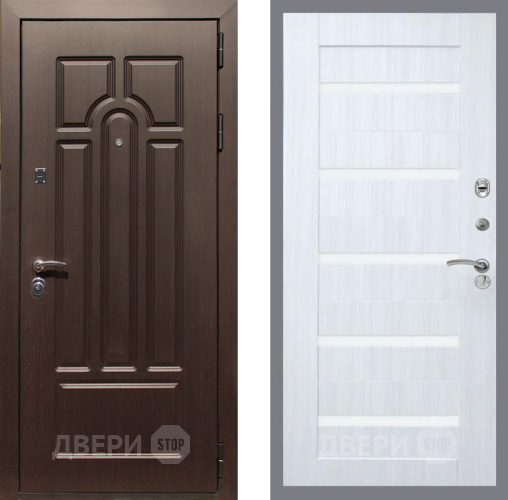 Входная металлическая Дверь Рекс (REX) Эврика СБ-14 стекло белое Сандал белый в Краснознаменске