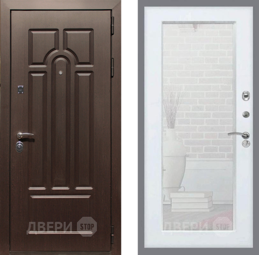 Входная металлическая Дверь Рекс (REX) Эврика Зеркало Пастораль Силк Сноу в Краснознаменске