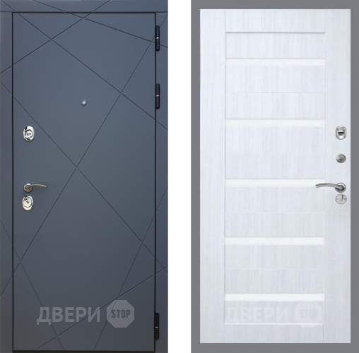 Входная металлическая Дверь Рекс (REX) 13 Силк Титан СБ-14 стекло белое Сандал белый в Краснознаменске