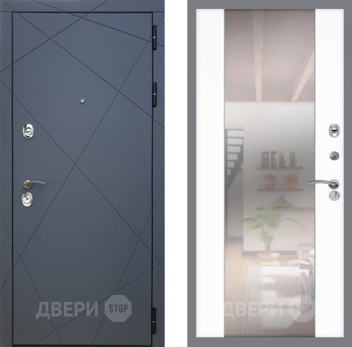 Входная металлическая Дверь Рекс (REX) 13 Силк Титан СБ-16 Зеркало Силк Сноу в Краснознаменске