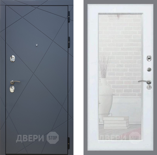 Дверь Рекс (REX) 13 Силк Титан Зеркало Пастораль Белый ясень в Краснознаменске