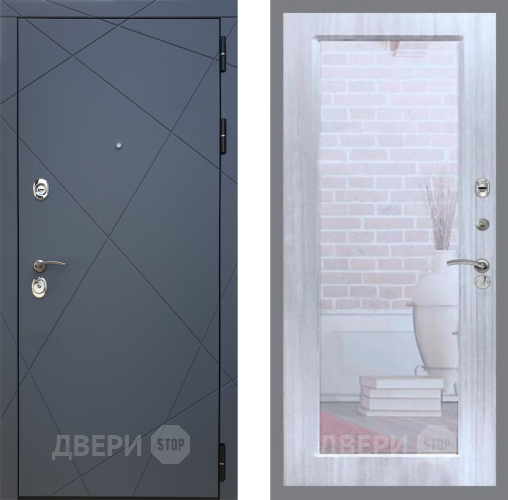 Входная металлическая Дверь Рекс (REX) 13 Силк Титан Зеркало Пастораль Сандал белый в Краснознаменске