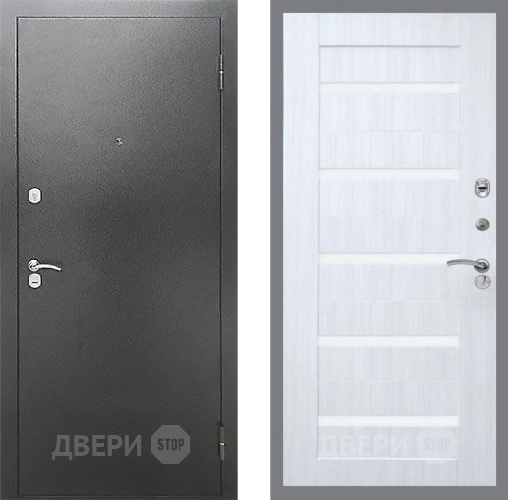 Входная металлическая Дверь Рекс (REX) Сити СБ-14 стекло белое Сандал белый в Краснознаменске