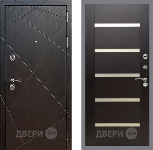 Входная металлическая Дверь Рекс (REX) 13 Венге СБ-14 стекло белое венге поперечный в Краснознаменске