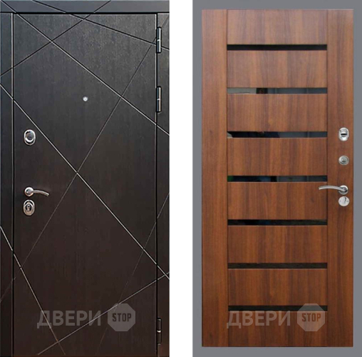 Входная металлическая Дверь Рекс (REX) 13 Венге СБ-14 стекло черное Орех бренди в Краснознаменске