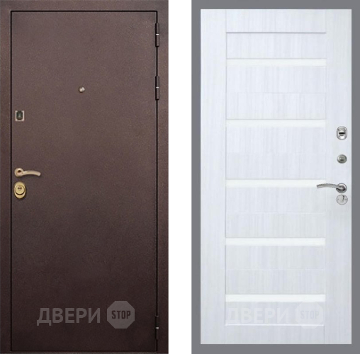 Входная металлическая Дверь Рекс (REX) Лайт 3К СБ-14 стекло белое Сандал белый в Краснознаменске