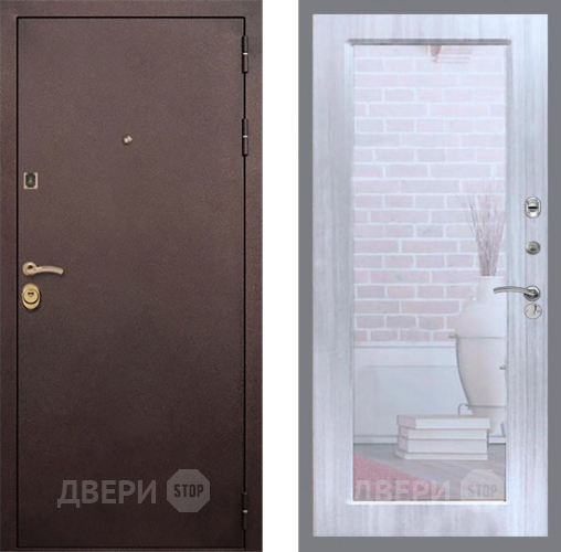Входная металлическая Дверь Рекс (REX) Лайт 3К Зеркало Пастораль Сандал белый в Краснознаменске