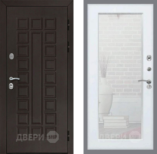Входная металлическая Дверь Рекс (REX) Сенатор 3К Зеркало Пастораль Белый ясень в Краснознаменске