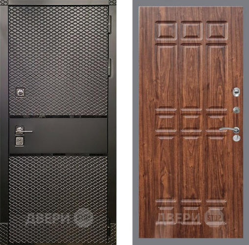 Входная металлическая Дверь Рекс (REX) 15 Черный Кварц FL-33 орех тисненый в Краснознаменске