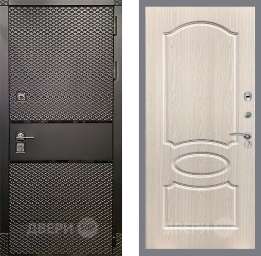 Входная металлическая Дверь Рекс (REX) 15 Черный Кварц FL-128 Беленый дуб в Краснознаменске