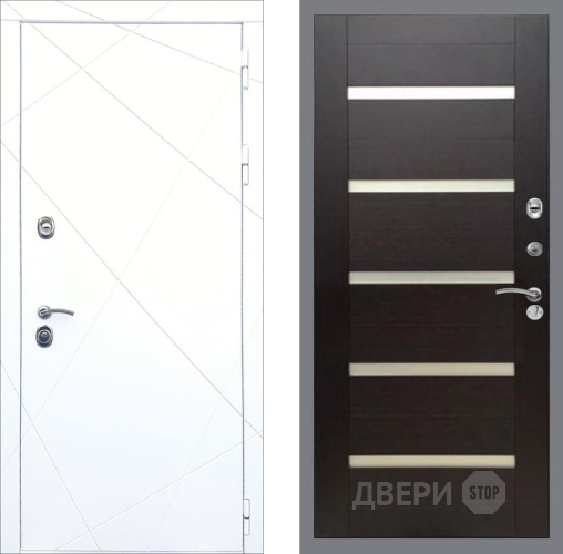Входная металлическая Дверь Рекс (REX) 13 Силк Сноу СБ-14 стекло белое венге поперечный в Краснознаменске