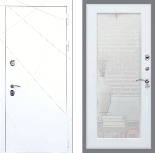 Входная металлическая Дверь Рекс (REX) 13 Силк Сноу Зеркало Пастораль Белый ясень в Краснознаменске