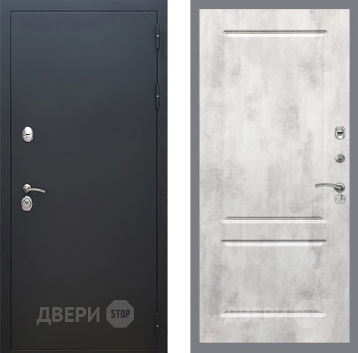 Входная металлическая Дверь Рекс (REX) 5 Черный Муар FL-117 Бетон светлый в Краснознаменске