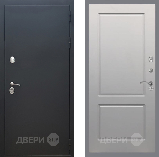Входная металлическая Дверь Рекс (REX) 5 Черный Муар FL-117 Грей софт в Краснознаменске