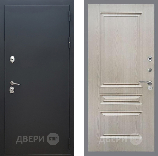 Входная металлическая Дверь Рекс (REX) 5 Черный Муар FL-243 Беленый дуб в Краснознаменске
