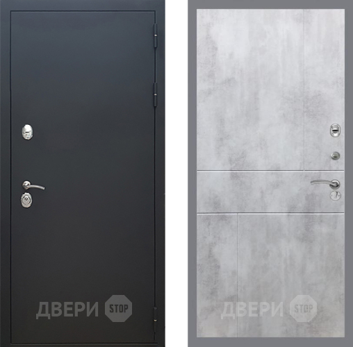 Входная металлическая Дверь Рекс (REX) 5 Черный Муар FL-290 Бетон светлый в Краснознаменске