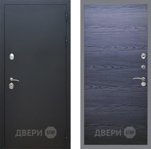 Входная металлическая Дверь Рекс (REX) 5 Черный Муар GL Дуб тангенальный черный в Краснознаменске