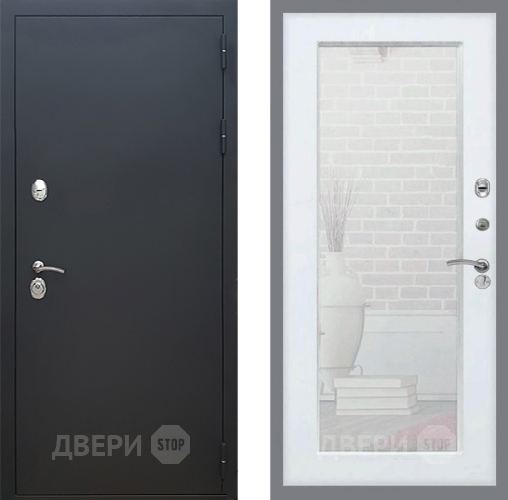 Дверь Рекс (REX) 5 Черный Муар Зеркало Пастораль Белый ясень в Краснознаменске