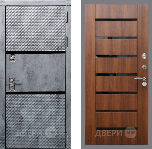 Дверь Рекс (REX) 15 Бетон Темный СБ-14 стекло черное Орех бренди в Краснознаменске