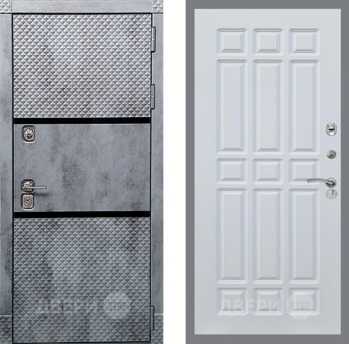 Входная металлическая Дверь Рекс (REX) 15 Бетон Темный FL-33 Белый ясень в Краснознаменске