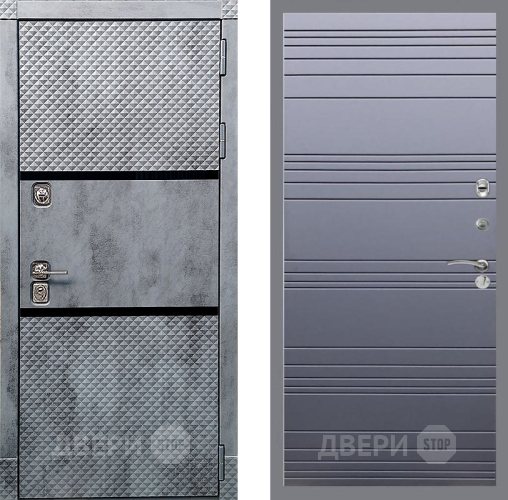 Входная металлическая Дверь Рекс (REX) 15 Бетон Темный Line Силк титан в Краснознаменске