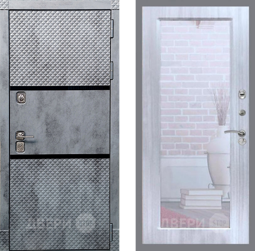 Дверь Рекс (REX) 15 Бетон Темный Зеркало Пастораль Сандал белый в Краснознаменске