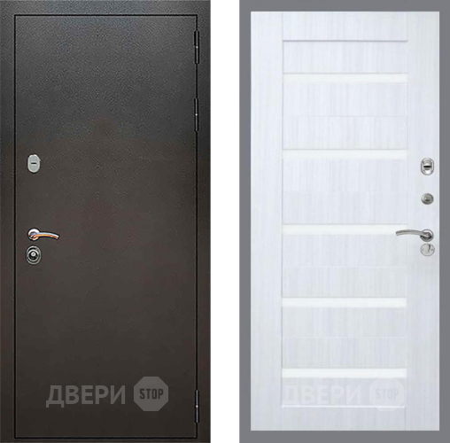 Входная металлическая Дверь Рекс (REX) 5 Серебро Антик СБ-14 стекло белое Сандал белый в Краснознаменске