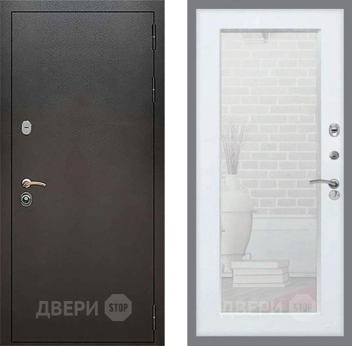 Входная металлическая Дверь Рекс (REX) 5 Серебро Антик Зеркало Пастораль Белый ясень в Краснознаменске