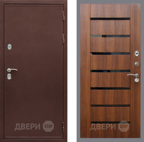 Входная металлическая Дверь Рекс (REX) 5А СБ-14 стекло черное Орех бренди в Краснознаменске