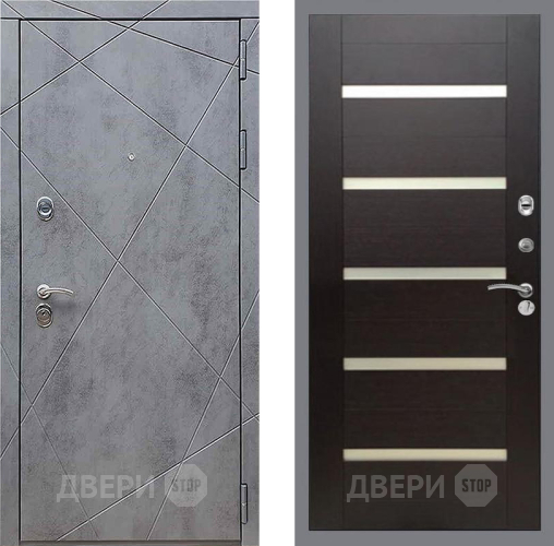 Входная металлическая Дверь Рекс (REX) 13 Бетон Темный СБ-14 стекло белое венге поперечный в Краснознаменске