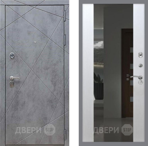 Входная металлическая Дверь Рекс (REX) 13 Бетон Темный СБ-16 Зеркало Белый ясень в Краснознаменске
