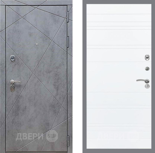 Входная металлическая Дверь Рекс (REX) 13 Бетон Темный Line Силк Сноу в Краснознаменске