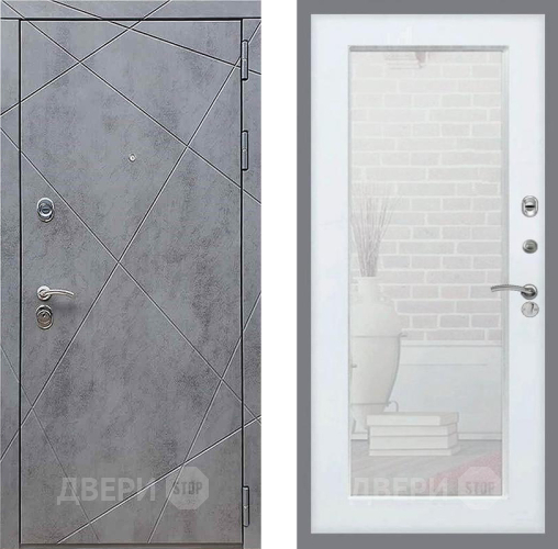 Дверь Рекс (REX) 13 Бетон Темный Зеркало Пастораль Белый ясень в Краснознаменске