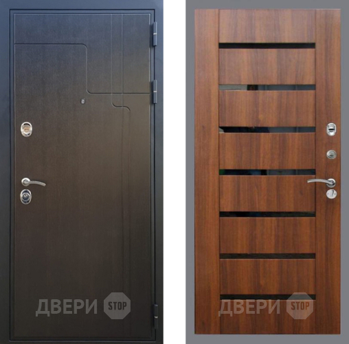 Входная металлическая Дверь Рекс (REX) Премиум-246 СБ-14 стекло черное Орех бренди в Краснознаменске
