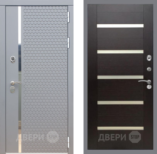 Входная металлическая Дверь Рекс (REX) 24 СБ-14 стекло белое венге поперечный в Краснознаменске