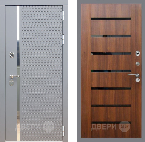 Входная металлическая Дверь Рекс (REX) 24 СБ-14 стекло черное Орех бренди в Краснознаменске