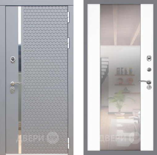 Входная металлическая Дверь Рекс (REX) 24 СБ-16 Зеркало Силк Сноу в Краснознаменске