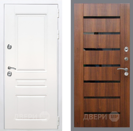 Входная металлическая Дверь Рекс (REX) Премиум-н Силк Сноу СБ-14 стекло черное Орех бренди в Краснознаменске