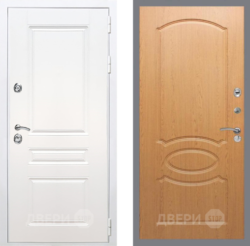 Входная металлическая Дверь Рекс (REX) Премиум-н Силк Сноу FL-128 Дуб в Краснознаменске