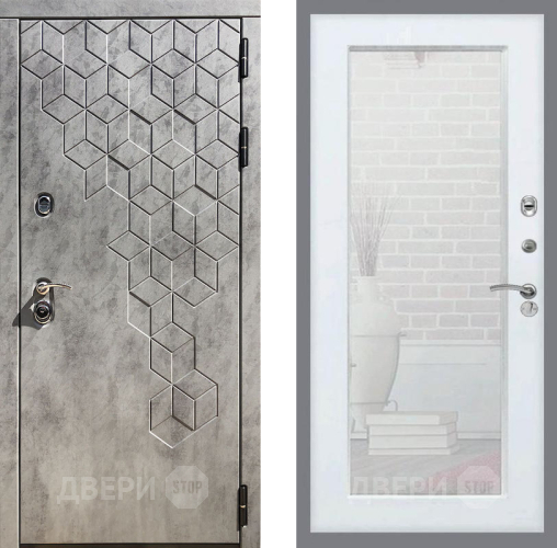 Входная металлическая Дверь Рекс (REX) 23 Зеркало Пастораль Белый ясень в Краснознаменске