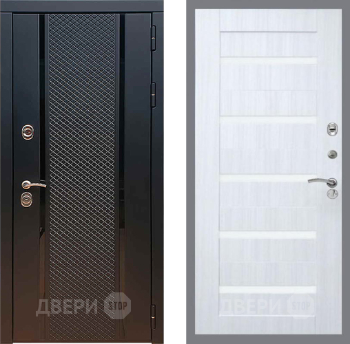 Входная металлическая Дверь Рекс (REX) 25 СБ-14 стекло белое Сандал белый в Краснознаменске