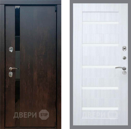 Входная металлическая Дверь Рекс (REX) 26 СБ-14 стекло белое Сандал белый в Краснознаменске