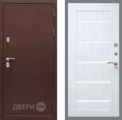 Дверь Рекс (REX) 5 металл 3 мм СБ-14 стекло белое Сандал белый в Краснознаменске