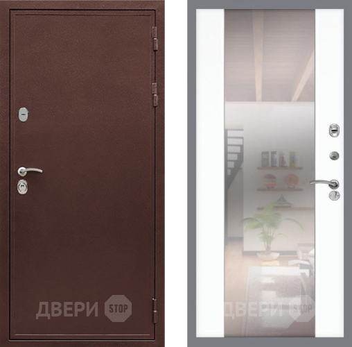 Входная металлическая Дверь Рекс (REX) 5 металл 3 мм СБ-16 Зеркало Силк Сноу в Краснознаменске