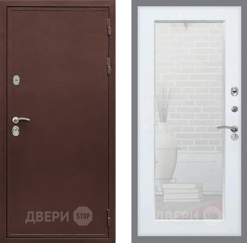 Дверь Рекс (REX) 5 металл 3 мм Зеркало Пастораль Белый ясень в Краснознаменске